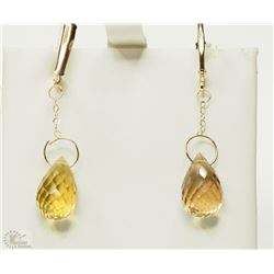 #19-10K GOLD QUARTZ EARRINGS WITH COA