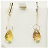 Image 2 : #19-10K GOLD QUARTZ EARRINGS WITH COA