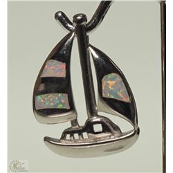 #20-STERLING SILVER OPALITE SAILBOAT PENDANT