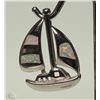 Image 1 : #20-STERLING SILVER OPALITE SAILBOAT PENDANT
