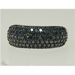 #22-STERLING SILVER BLUE DIAMOND RING WITH COA