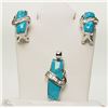 Image 1 : #30-STERLING SILVER TURQUOISE  & CZ SET W/COA