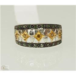 #37-STERLING SILVER CHAMPAGNE DIAMOND RING W/COA