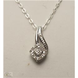 #38-STERLING SILVER DIAMOND (0.20CT) NECKLACE WITH