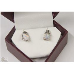 #43-STERLING SILVER CREATED OPAL EARRINGS