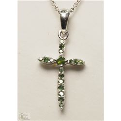 #44-STERLING SILVER DIAMOND CROSS  NECKLACE W/COA