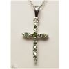Image 1 : #44-STERLING SILVER DIAMOND CROSS  NECKLACE W/COA