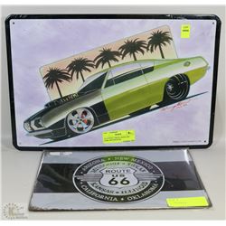 FLAT WITH 2 METAL SIGNS ONE HEMI, ONE ROUTE 66