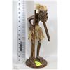 Image 1 : HAND CARVED WOODEN AFRICAN STATUE - STANDS 14" H