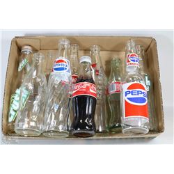 FLAT OF VINTAGE COKE, PEPSI BOTTLES