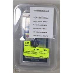 6 GRADED FOOTBALL CARDS INCL. RAY RICE GEM MINT