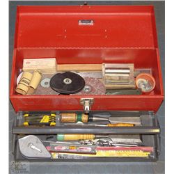 RED-KENNEDY METAL TOOL BOX FILLED WITH