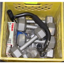 CRATE OF ALL SIZED FREE WEIGHTS