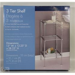 NEW 3 TIER METAL SHELF 13"W X 12.25"D X 28.25" H