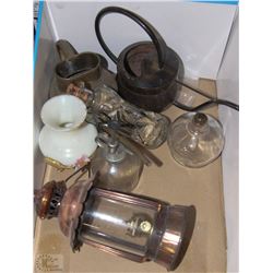 FLAT OF VINTAGE OIL CANS MADE IN ENGLAND, INDIA