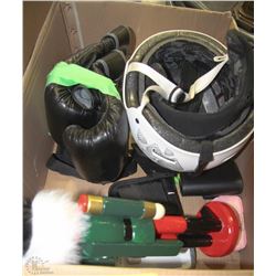 MISC BOX INC SNOWBOARD HELMET, SPARING GLOVES