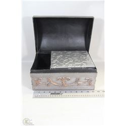 TWO COLLECTOR BOXES ONE IN THE SHAPE OF A CHEST