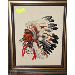 ABORIGINAL RAISED NEEDLEWORK PICTURE