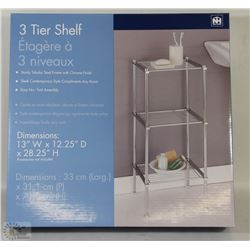 NEW 3 TIER METAL SHELF 13"W X 12.25"D X 28.25" H