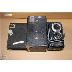 LOT OF 3 VINTAGE CAMERAS INCLUDING BROWNIE JUNIOR,