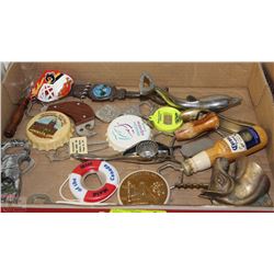 FLAT OF VARIOUS TYPES OF BOTTLE OPENERS SOME NEW,