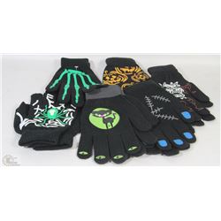 6 PACK OF NEW HALLOWEEN GLOW IN THE DARK GLOVES