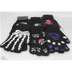 6 PACK OF NEW HALLOWEEN GLOW IN THE DARK GLOVES
