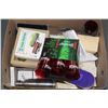 Image 1 : BOX WITH ASSORTED COLLECTIBLES INCL. RED PLASTIC
