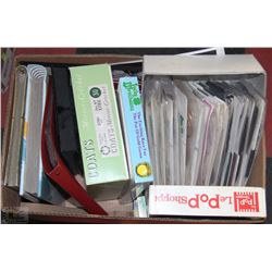 BOX OF ASSORTED PICTURES AND UNOPENED MISC INCL