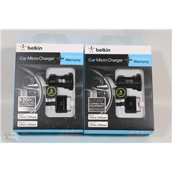 2 BELKIN CAR MICRO CHARGER FOR IPOD AND IPHONE