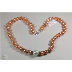 #14-SEA SHELL PEARL NECKLACE 15"/8-12MM