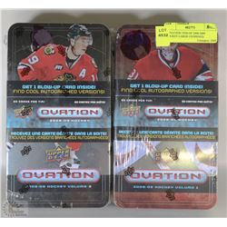 2 OVATION TINS OF 2008-2009 HOCKEY CARDS UNOPENED