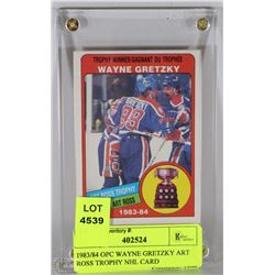 1983/84 OPC WAYNE GRETZKY ART ROSS TROPHY NHL CARD