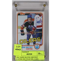 1981 TOPPS WAYNE GRETZKY CENTER 2ND YEAR NHL CARD