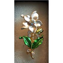 ENAMEL & CRYSTAL FLOWER BROOCH