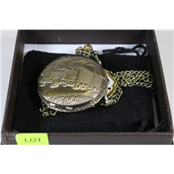 BRONZE POCKET WATCH WITH CHAIN SEMI TRUCK FARE