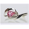 Image 2 : #3-18K GOLD PINK SAPPHIRE & DIAMOND RING