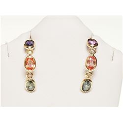 #5-14K GOLD SAPP & DIAMOND EARRINGS