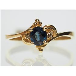 #8-14K GOLD SAPPHIRE & DIAMOND RING SIZE 6
