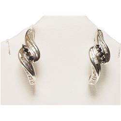 #18-STERLING SILVER DIAMOND EARRINGS