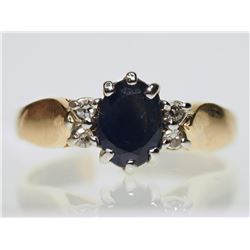 #19-14K GOLD SAPPHIRE & DIAMOND  RING SIZE 6