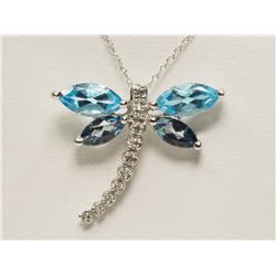 #23-10K GOLD TOPAZ & DIAMOND NECKLACE