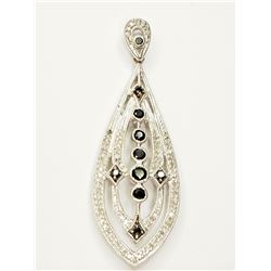 #36-STERLING SILVER ONYX & DIAMOND PENDANT