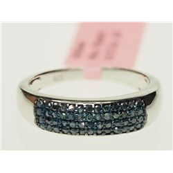 #41-STERLING SILVER BLUE DIAMOND RING