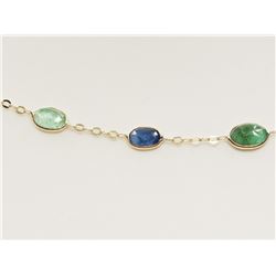 #47-10K GOLD EMERALD & SAPPHIRE NECKLACE