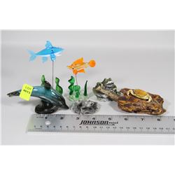 LOT OF SIX MINIATURE WATER CREATURE ORNAMENTS