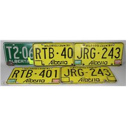 LOT OF 5 VINTAGE ALBERTA LICENSE PLATES