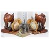 Image 1 : FLAT OF 2 SETS OF BOOKENDS AND ONE ELEPHANT STATUE