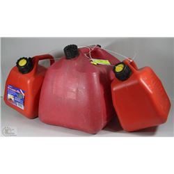 THREE GAS JERRY CANS