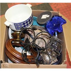 ESTATE BOX W/ COLLECTOR PLATES BRASS ITEMS ETC